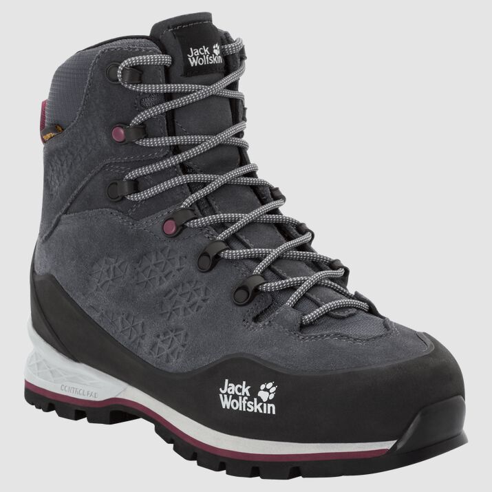 Jack Wolfskin Womens Wilderness Xt Texapore Mid Hiking Boots Light Black/Burgundy 879260WNT